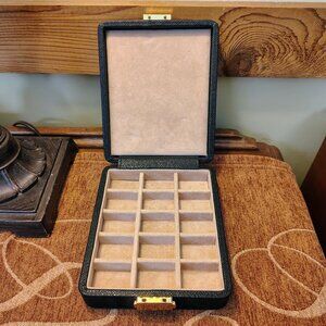 Scully & Scully Luxury Black Leather Cufflink Case Box Suede Lined Made in Italy